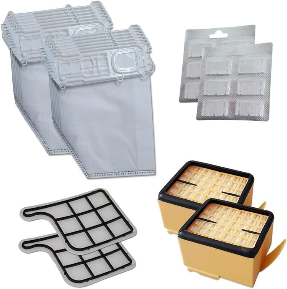 Ricambi folletto Kit Risparmio Compatibile Per Vorwerk Folletto Vk 135/136 12 sacchetti+12 profumini+ 2Griglia+2Filtro Hepa