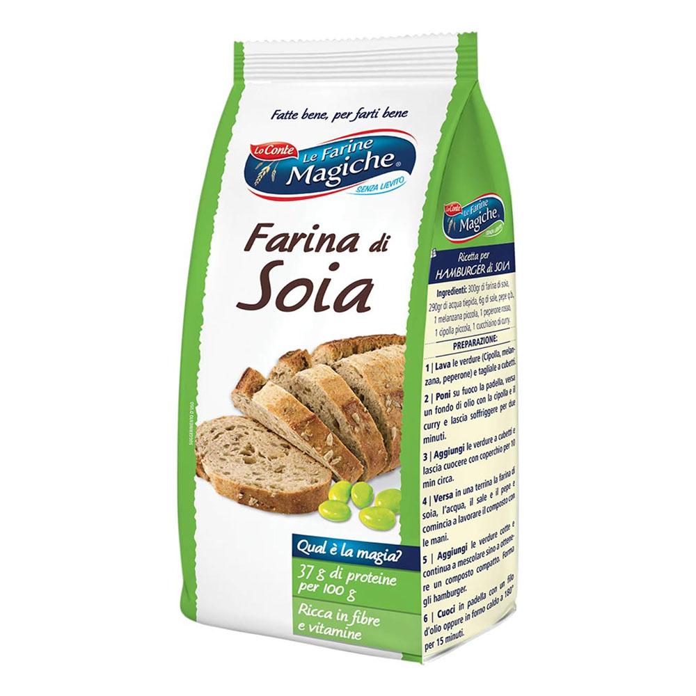 Le Farine Magiche Farina di Soia, Ricca di Fibre, Ideale per Pane, Pizza, Creme e Torte, Confezione da 300 g