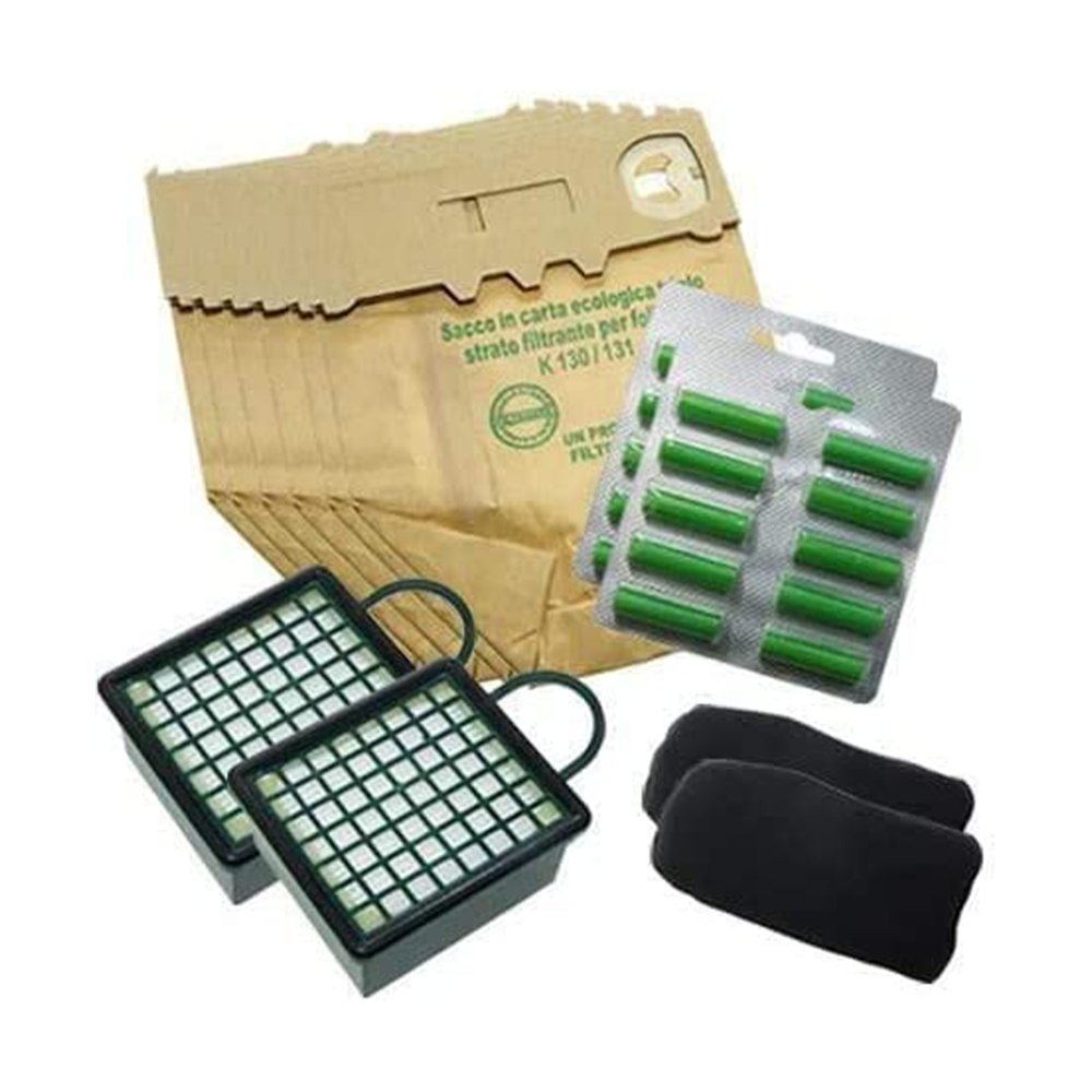 Ricambi folletto Kit Risparmio Folletto Vk 130 12 Sacchetti 12 Profumi 2 Filtro Hepa 2 Filtro Carbone