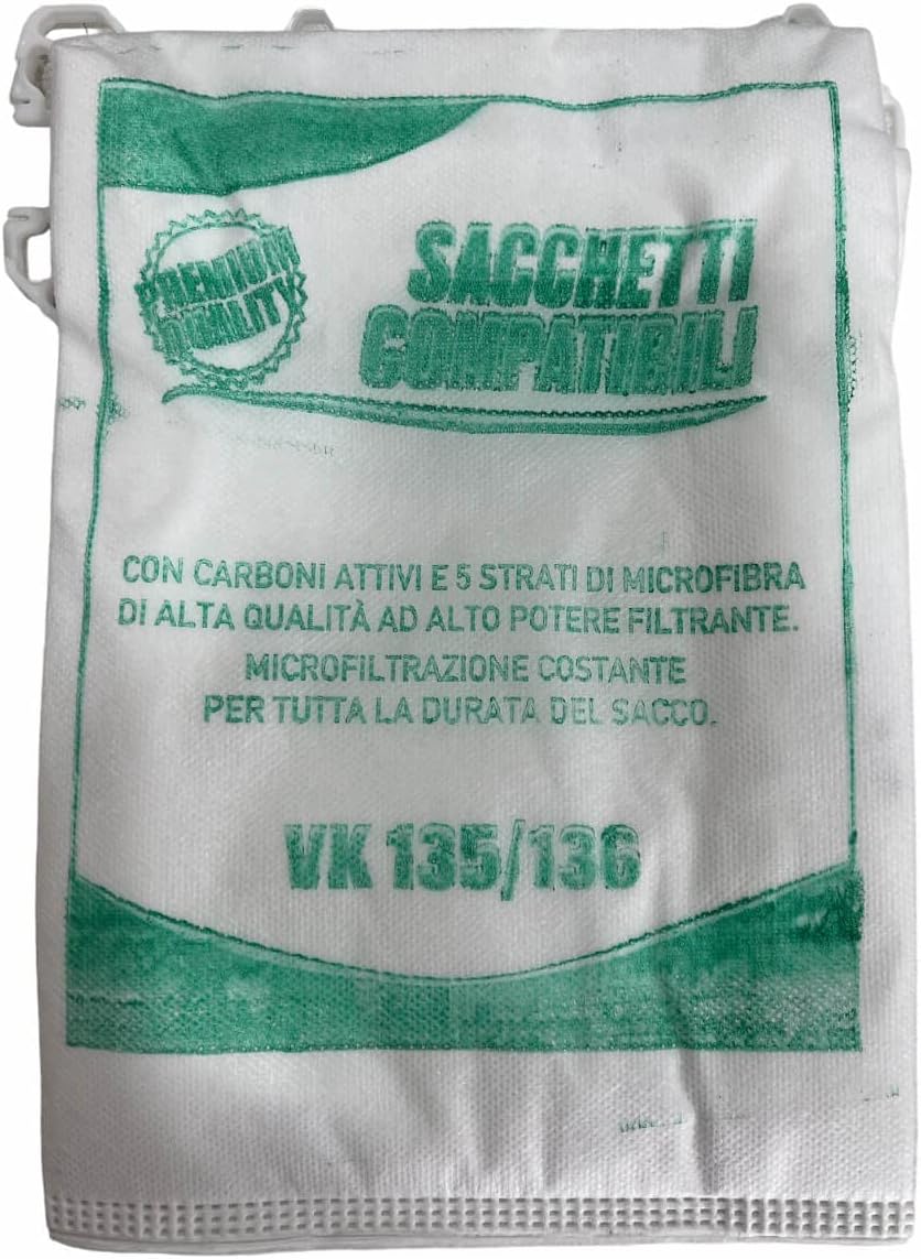 Ricambi folletto 6 Sacchetti Compatibili per Vorwerk Folletto VK135 VK136