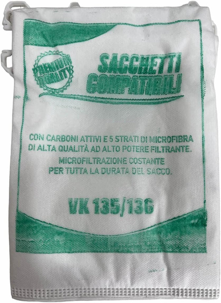 Sacchetti ricambio compatibili folletto VK135/136 confezione 6 pz