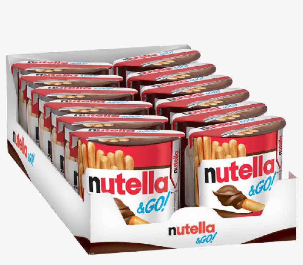 Nutella & Go - Snack Monoporzione con Croccanti Grissini e Nutella, Senza Conservanti e Grassi Idrogenati, Merenda ideale per le Pause Quotidiane, 12 Confezioni da 48 gr