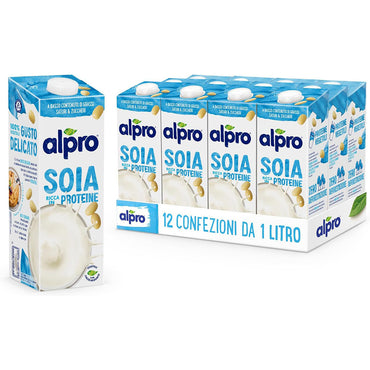 ALPRO CLASSICO, Bevanda alla SOIA, 100% vegetale con vitamine B2, B12 e D2 (12 confezioni da 1 Litro)