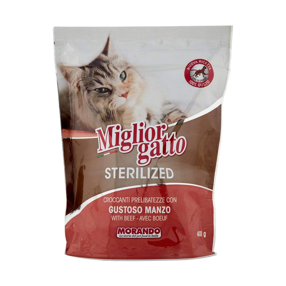 MigliorGatto Sterilized Croccantini manzo gustoso, 400 Grammi