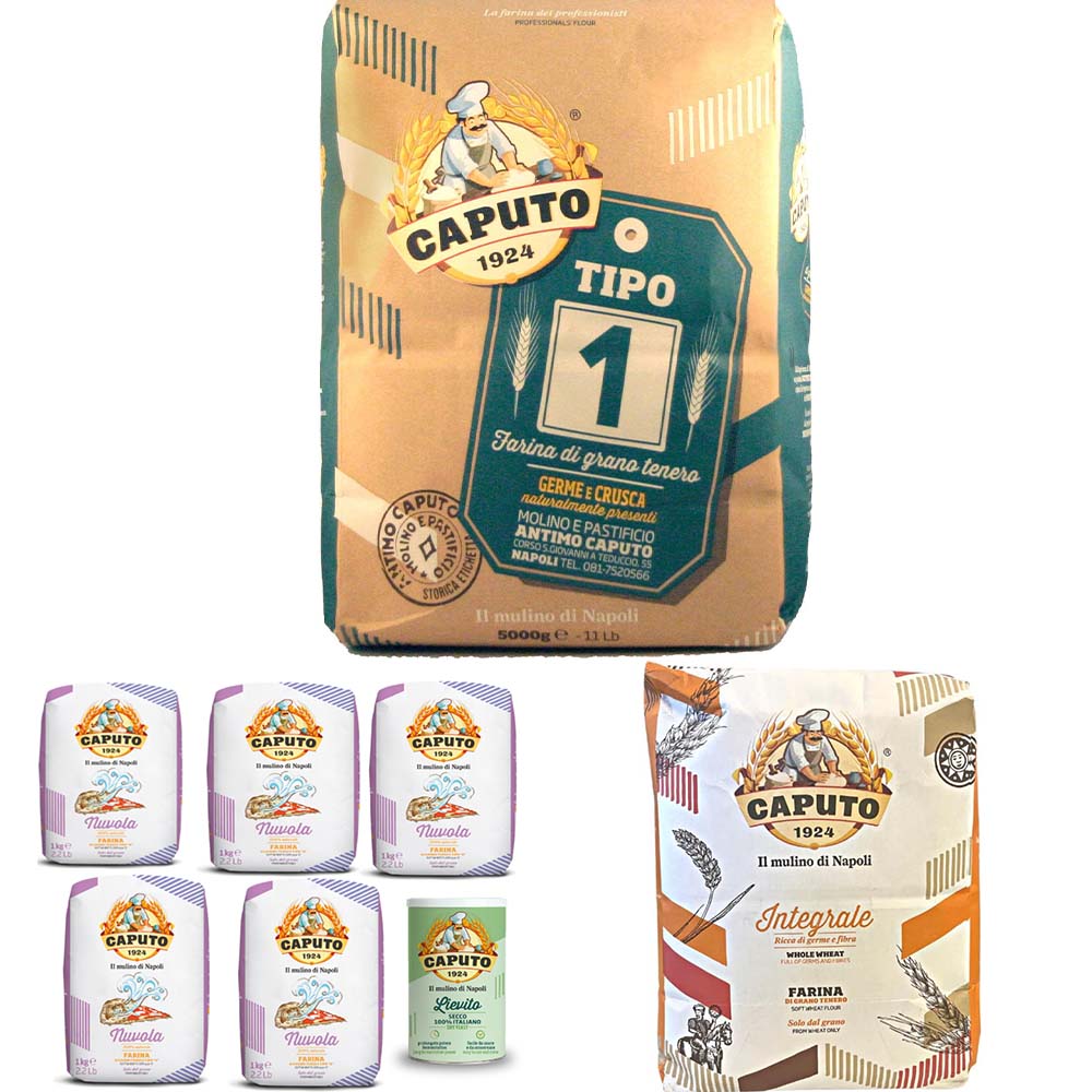 FARINA CAPUTO MIX 5KG INTEGRALE+5KG TIPO 1 + 5 DA 1KG NUVOLA+1 LIEVITO SECCO ATTIVO