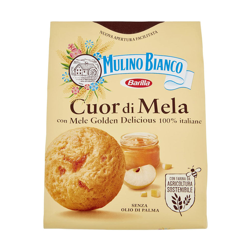 Mulino Bianco Biscotti Cuor di Mela con Mele 100% Italiane, Senza Olio di Palma, Colazione Ricca di Gusto, 300 g